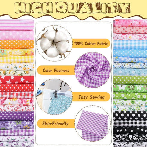 Macarrie 35 Pcs 100% Cotton Fabric Quilting Patchwork Fabric Fat Quarter for Sewing Quilting Squares Fabric Bundles Floral Printed Sewing Supplies...