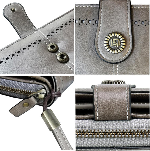 Women Fashion Zip Around Wallet Large Capacity Long Purse Credit Card Phone Holder Clutch with RFID Blocking and Wristlet Strap...