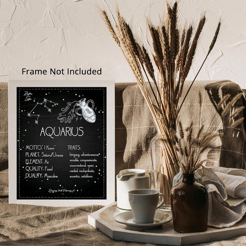 Posterizer 1 pcs-Astrology Posters-Zodiac Sign Aquarius-Astrology & Zodiac Art-Astronomy- Gift for Steampunk and Astrology Lovers-Bedroom Decor- u...