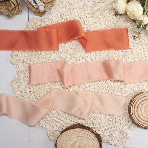 CT CRAFT LLC Frayed Satin Silk Ribbon 1.5" x 10 Yards x 3 Rolls Coral Dusty Coral Terracotta for Christmas Home Decor Gift Wrapping DIY Crafts Wed...
