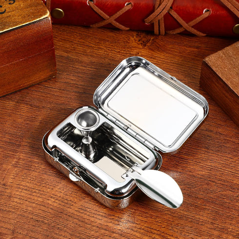 GARNECK Mini Compact Stainless Steel Portable Ashtray, Car Supplies White Patch Ashtray with Lid...