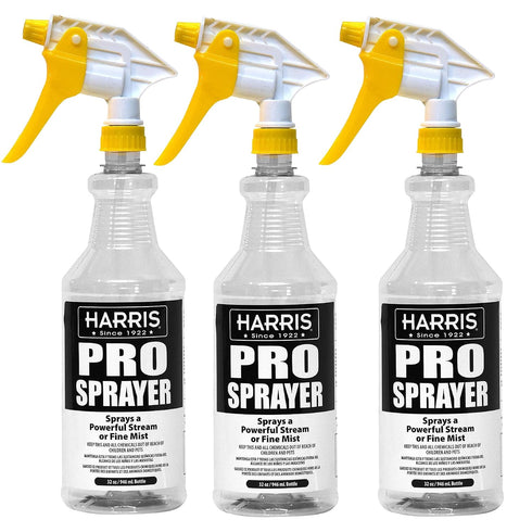 HARRIS Professional Spray Bottle 32oz (3-Pack), All-Purpose for Cleaning and Plants with Clear Finish, Pressurized Sprayer, Adjustable Nozzle and ...