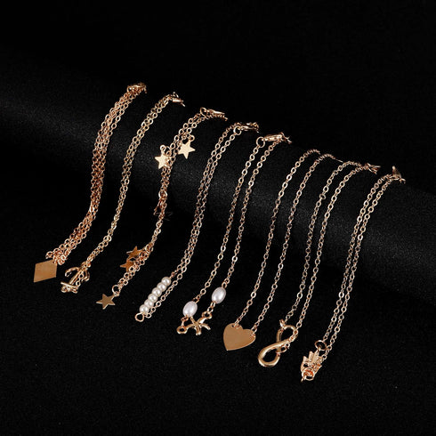 Softones 16Pcs Ankle Bracelets for Women Gold Silver Two Style Chain Beach Anklet Bracelet Jewelry Anklet Set,Adjustable Size...