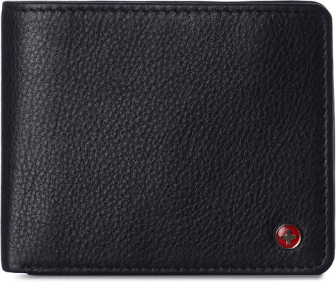 Alpine Swiss Wallet for Men Nolan Commuter Bifold Dual ID Windows for License Work Badge RFID Protection Divided Bill Section Gift Boxed Black...