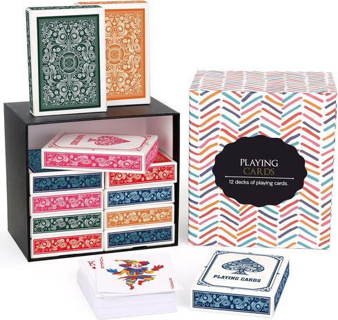 Playing Cards 12 Pack,Decks of Cards,Poker Cards Set,Standard Playing Cards Bulk with 6 Unique Colors,Card Games for Adults and Family,Suitable fo...
