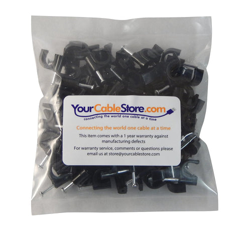 100 Pack Black / 8mm RG6 Cable Clips...