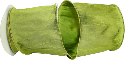 Reliant Ribbon 92975W-535-10F Dupioni Supreme Wired Edge Ribbon, 4 Inch X 10 Yards, Green Grass...