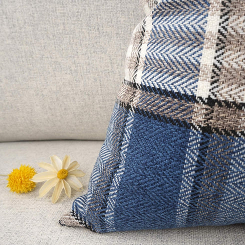 YOUR SMILE Set of 2 Retro Farmhouse Outdoor/Indoor Buffalo Tartan Chequer Stripe Plaid Cotton Linen Decorative Throw Pillow Case Cushion Cover Pil...