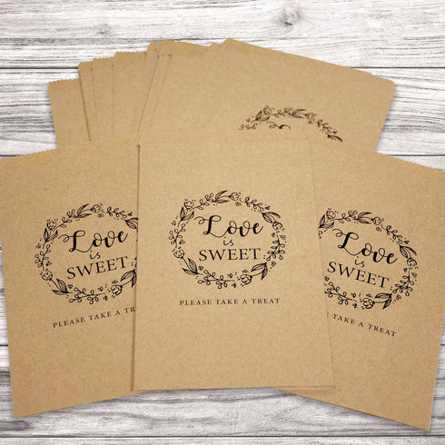 FRIDAY NIGHT 50Pcs Wedding Favors Candy Buffet Bags Brown Kaft Paper Favor Rustic Bag Good for Snacks or Cookie Buffets Please Take A Treat...