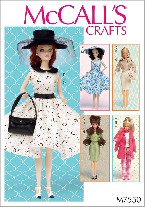 McCall's Patterns Retro-Style Clothes and Accessories for Doll Sewing Pattern, One Size Only...