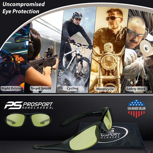 proSPORT Yellow Bifocal Safety Glasses z87 for Men and Women for Night Driving and Riding...
