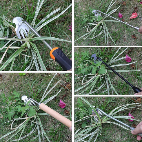 Weed Puller Tool Garden Weed Pulling Tool Portable Garden Weeder Tool Uprooting Weeding Tool 4 Teeth Manganese Steel Forged Hand Weeder for Vegeta...