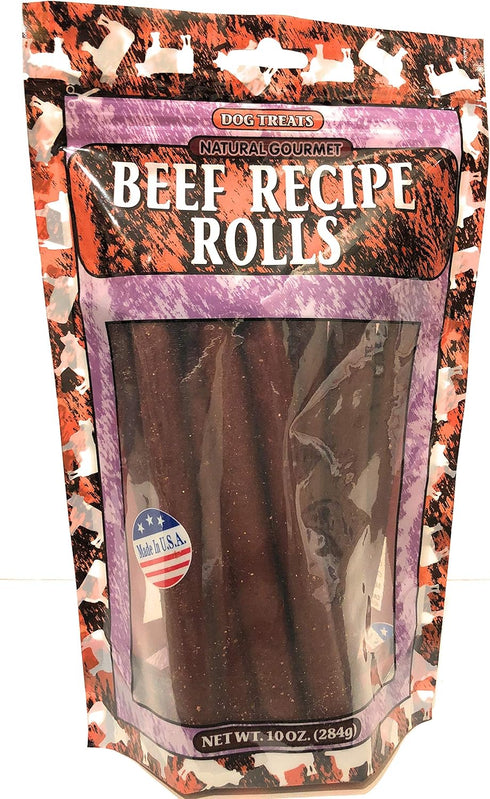 Natural Gourmet Beef Recipe Rolls Dog Treat, Made in USA, 10oz Pouch...