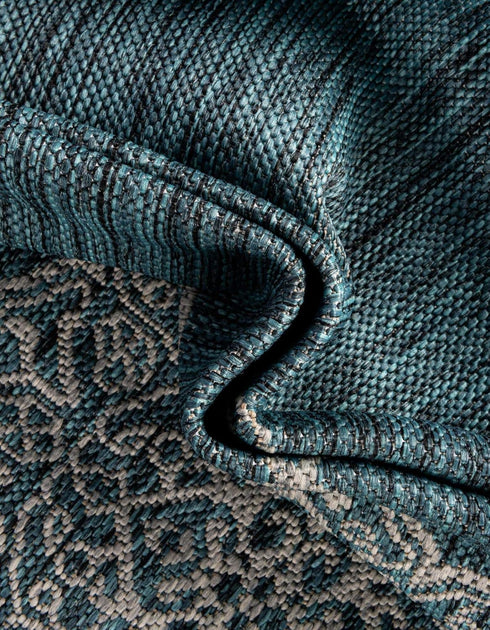 Unique Loom Outdoor Traditional Collection Area Rug - Antique (2' x 3' 1" Rectangle Teal/Ivory)...