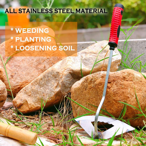 SHANFEEK Hoe Garden Tool Hollow Hoe for Weeding 15-Inch Weed Removal Tool for Yard with Rubber Non-Slip Handle(Red)...