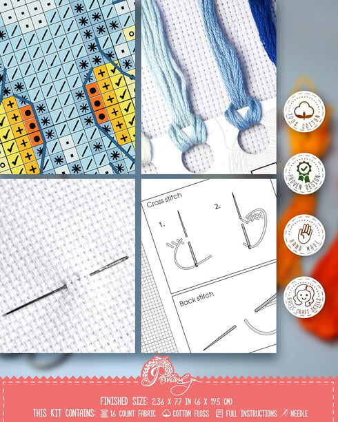 Povitrulya 'Holy Spirit' Counted Cross Stitch Bookmark Kit - DIY Embroidery Set for Adults with Paper Pattern, 16-Count Aida Canvas and Presorted ...