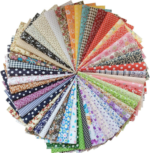 50pcs 8 x 8 Inch Premium Cotton Craft Fabric Bundle Squares Patchwork Lint DIY Sewing Scrapbooking Quilting Dot Pattern Artcraft...
