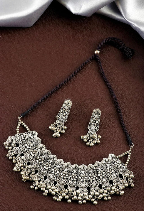 Ethnic Afghani Handmade Boho Fashion Oxidized Silver Indian Trendy Statement Gypsy Choker Necklace Jewelry...
