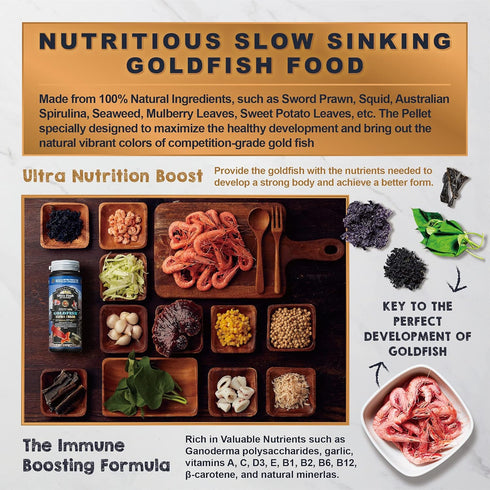 Ultra Fresh Sinking Goldfish Food, Color Enhancing, Balanced Diet, All Natural Ingredients, Clear Water Formula, Slow Sinking Gold Fish Pellets, G...