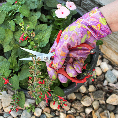 7Penn Garden Pruning Shears - 2pc Straight and Curved Sharp Blade Gardening Hand Tools with Red Ergonomic Grip Handles...
