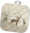 3D Rose Deer Silhouettes Set Against Faded Forest Background in Earth Tones Pot Holder, 8 x 8...