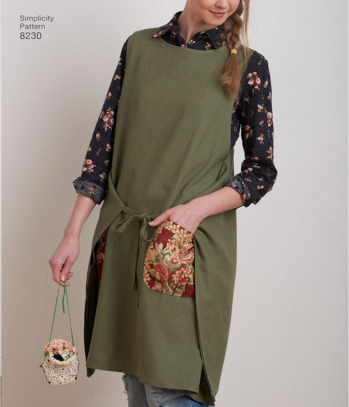 Simplicity 8230 Women's Reversible Apron Dress Sewing Pattern, 2 Styles, Sizes XS-XL...