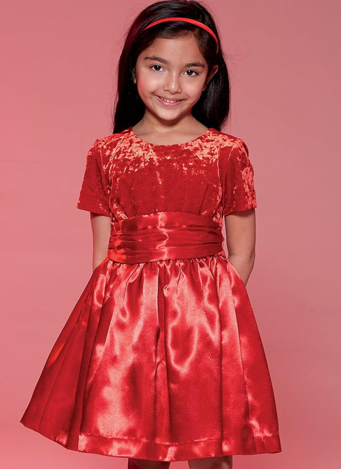 McCall Patterns Children's/Girl's Gathered Dresses With Petticoat And Sash...