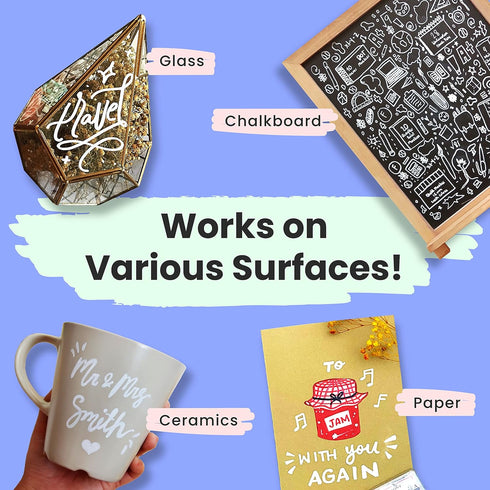 Chalkola White Chalk Markers - White Dry Erase Liquid Chalk Pens for Chalkboard, Blackboard, Window, Bistro, Car Glass, Board, Signs - 1mm Extra F...