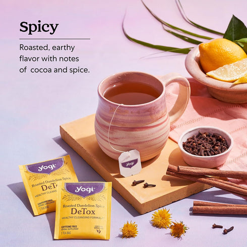 Yogi Tea Roasted Dandelion Spice DeTox Tea - 16 Tea Bags per Pack (6 Packs) - Organic DeTox Tea - Includes Roasted Dandelion Root, Dandelion Root,...