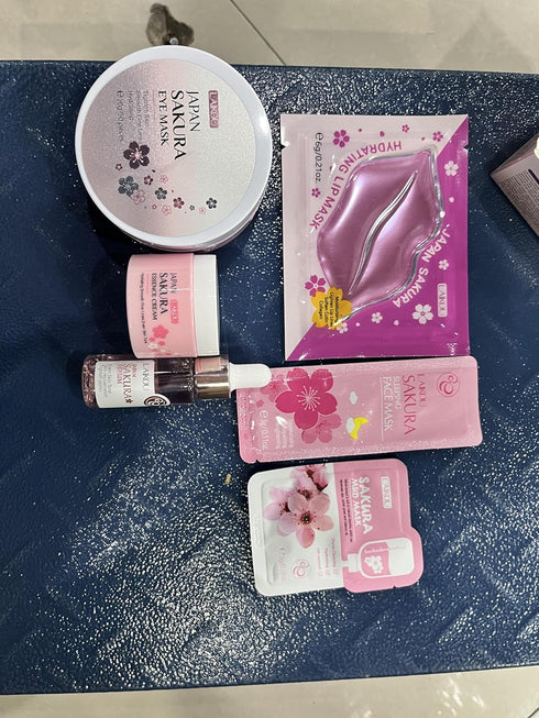 Skin Care Set,Cherry Blossom Skin Care Sets & Kits, Skin Care Kit For Women & Girls,Skincare Gift Set With Serum,Face Cream,Sleep Mask,Eye Mask,Mu...