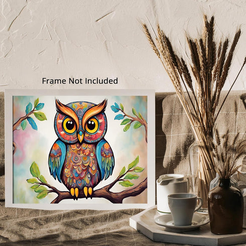 Posterizer 1 pcs- psychedelic funky hippie colorful owl print 6-Fantasy & Fiction Art-Retro Art- Living Room Bedroom Decor- unframed wall art...
