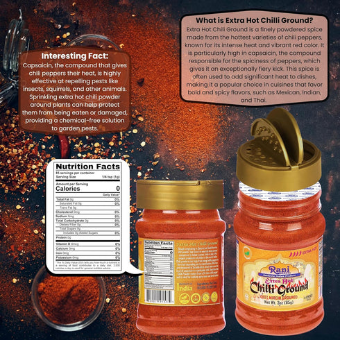 Rani Extra Hot Chilli Powder Indian Spice 3oz (85g) PET Jar ~ All Natural | Salt-Free | Vegan | No Colors | Gluten Friendly | NON-GMO | Kosher | I...