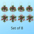 Pinecone Berry Pine Twig Christmas Ornaments - Set of 8 - Glittered Snowflakes and Bells with Pine Cones Greenery and Red Berries - Xmas Décor - C...