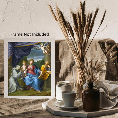 Posterizer 1 pcs-Holy Family with Saint Francis painting poster-Religious Posters-Gifts for Christians -Decor for Church, Sunday School Classroom-...
