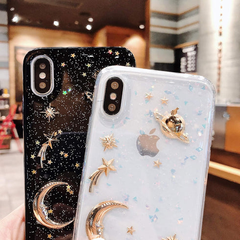 for iPhone XR Case Bling Planet Glitter with Space Sparkle Moon Star Universe Soft TPU Silicone Shockproof Protective Cases Cover for iPhone XR...