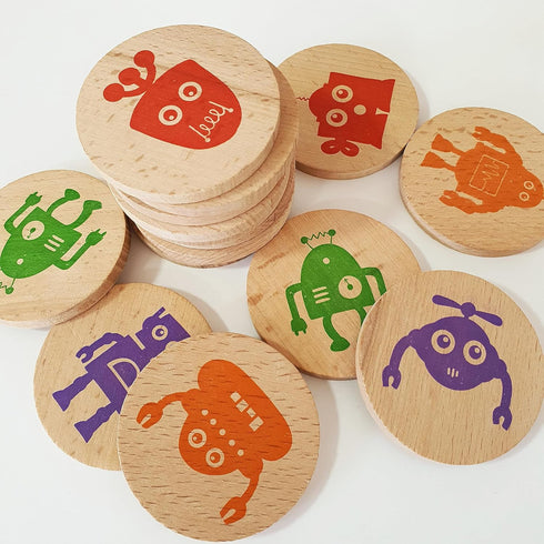 Wooden Memory Game - Matching Memory Game for Kids 3 and Up, 16Pcs | Educational Toy for Preschool Toddlers Board Games (Robots)...