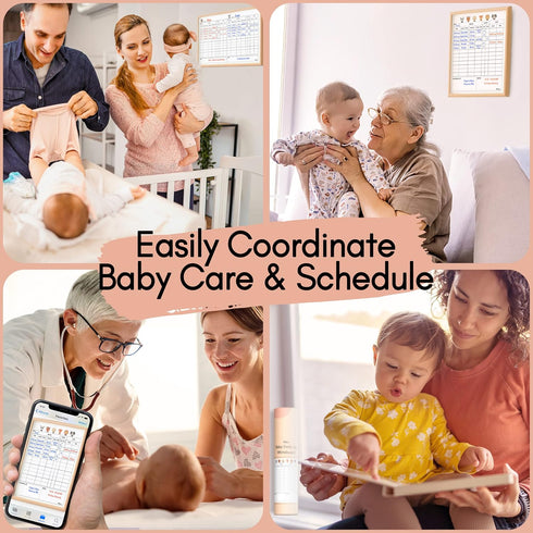 Mewl Baby Daily Log Whiteboard - Reusable Baby Tracker to Log Feeding, Diapers & Sleep - Newborn Baby Journal & Schedule Chart for New Parents, Na...