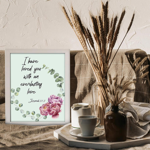 Posterizer 1 pcs-Love Bible Verse -Floral wall art-Religious Posters-Gift for Men Women Entrepreneur Teens-Gifts for Christians - Living Room Bedr...