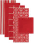 DII Assorted Woven Kitchen Set, Dishtowel, 18x28, Dishcloth, 13x13, Red, 5 Piece...