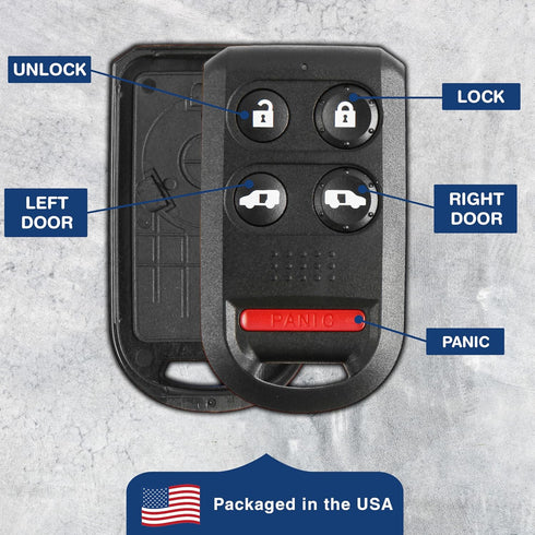 KeylessOption Key Fob Cover Case Replacement for 2005 2006 2007 2008 2009 2010 Honda Odyssey Remote Shell, 5-Button OUCG8D-399H-A, No Programming ...