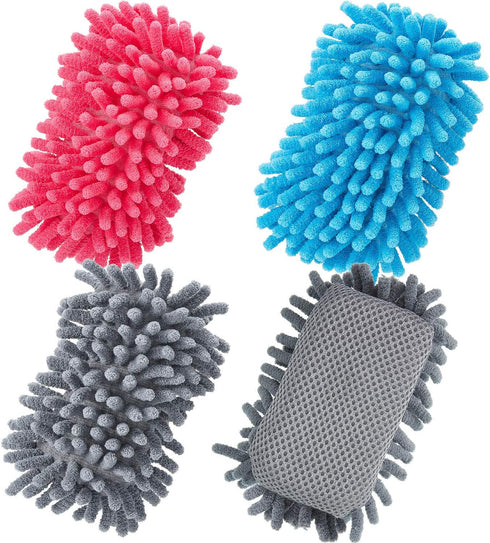 4 Pieces Microfiber Shag Whiteboard Eraser Washable Microfiber Shag Dry Erase Board Eraser for Markers, Chalk, Home, Classroom and Office (Gray, B...