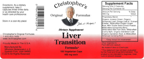 Christopher's Original Formulas Liver Transition Formula - 100 vegicaps...