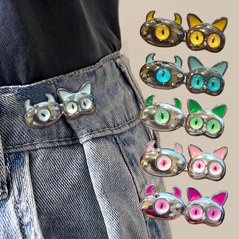 Cat Jeans Button Pins, Detachable Jean Button for Loose Jeans No Sewing Adjustable Buttons for Jeans Pant Clips for Waist Tightener (Grey)...
