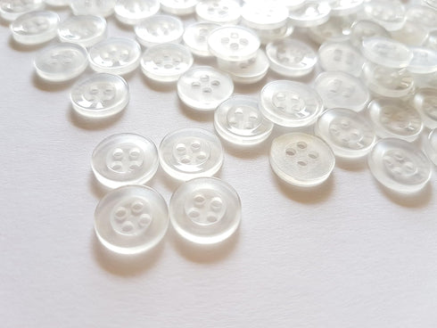 100 pcs Clear White Shirt Buttons 4 Holes Size 11mm...