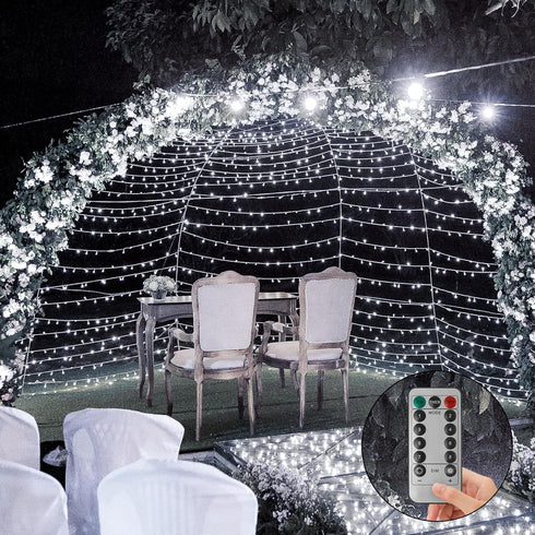 Battery Operated Christmas Lights, 33Ft 100 LED Cool White String Lights with Auto Timer & 8 Modes & Remote Control, Shatterproof Waterproof for O...