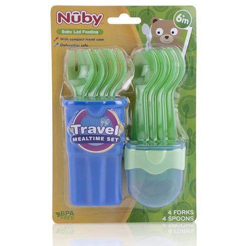 Nuby 9-Piece Fork and Spoon Travel Set, Colors May Vary...