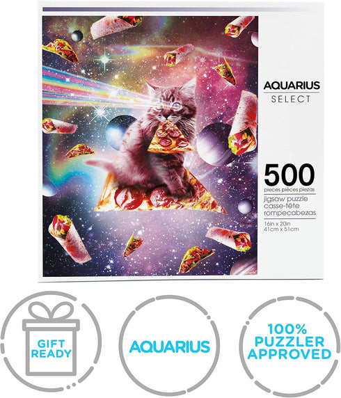 AQUARIUS Random Galaxy Cat Pizza Puzzle (500 Piece Jigsaw Puzzle) - Officially Licensed Random Galaxy Merchandise & Collectibles - Glare Free - Pr...