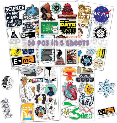 Pack 50 Pcs Science Laboratory Stickers Physics Chemistry Biology Experiment Vinyl Decals Sticker Suitcase Water Bottle Car Bumper Helmet Luggage ...