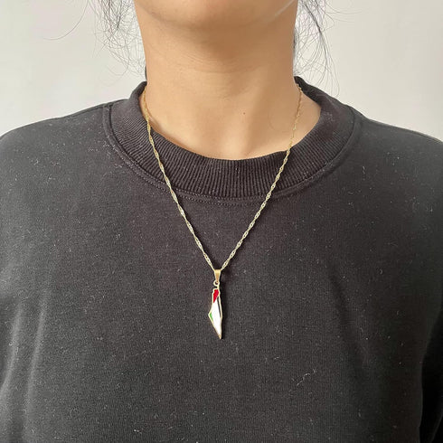 PEAS Fashion Jewelry Israel Necklace Stainless Steel Palestine Map Pendant Necklace...