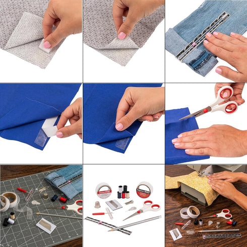 SINGER Storage Pouch – 92 Piece Hem Tape, Seam Ripper, Scissors, & Marking Pencil Sewing Kit, White...